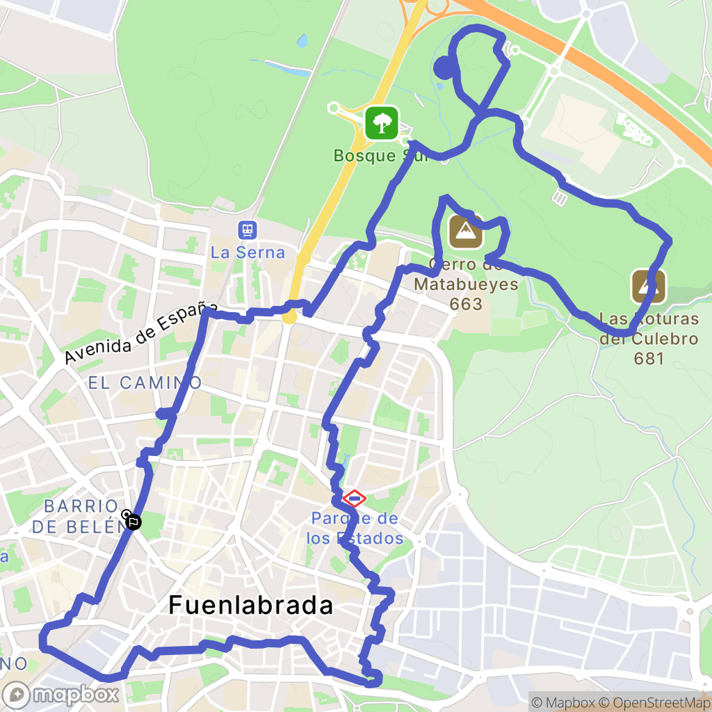 Fuenlabrada : carte du parcours de randonnée - Spain
