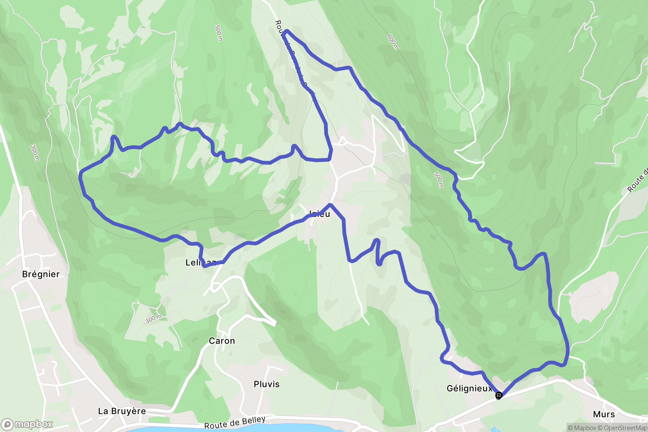 Murs-et-Gélignieux : carte du parcours de randonnée - France