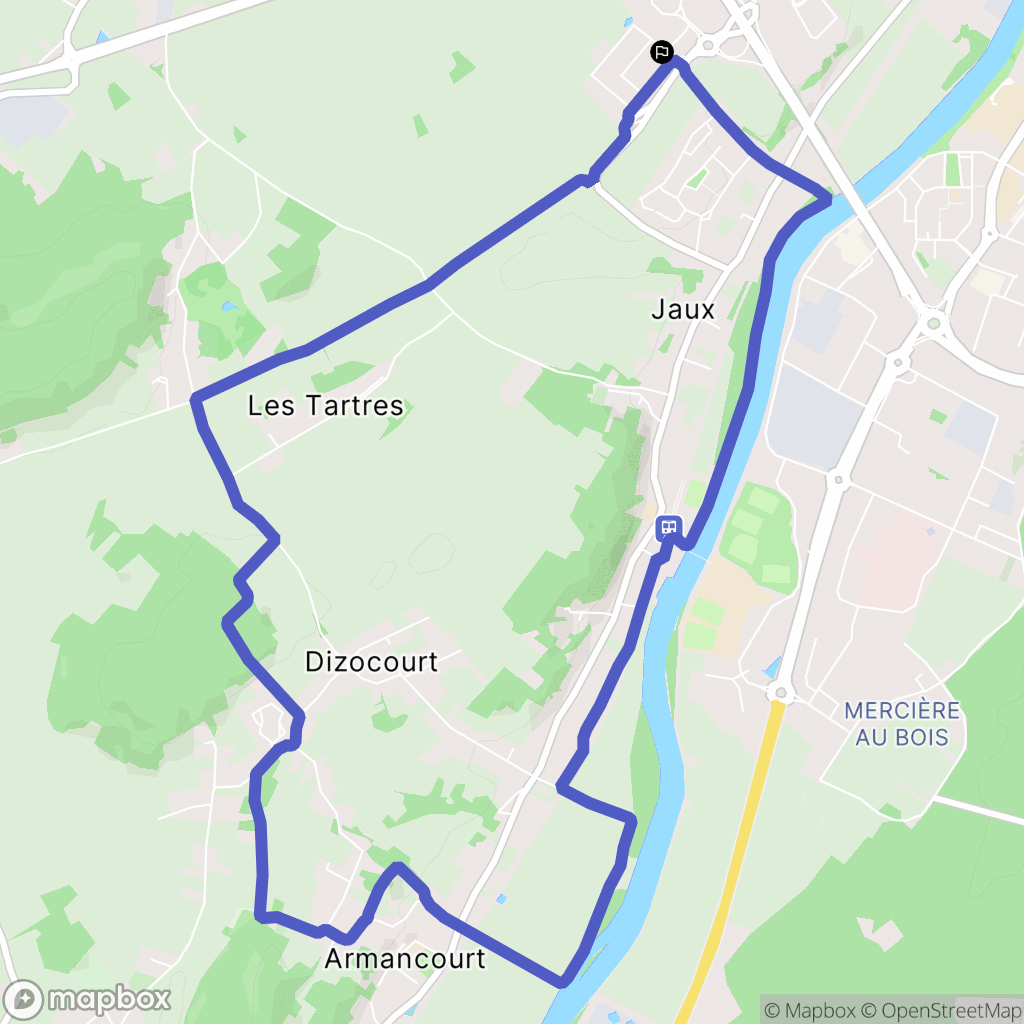 Jaux : carte du parcours de randonnée - France