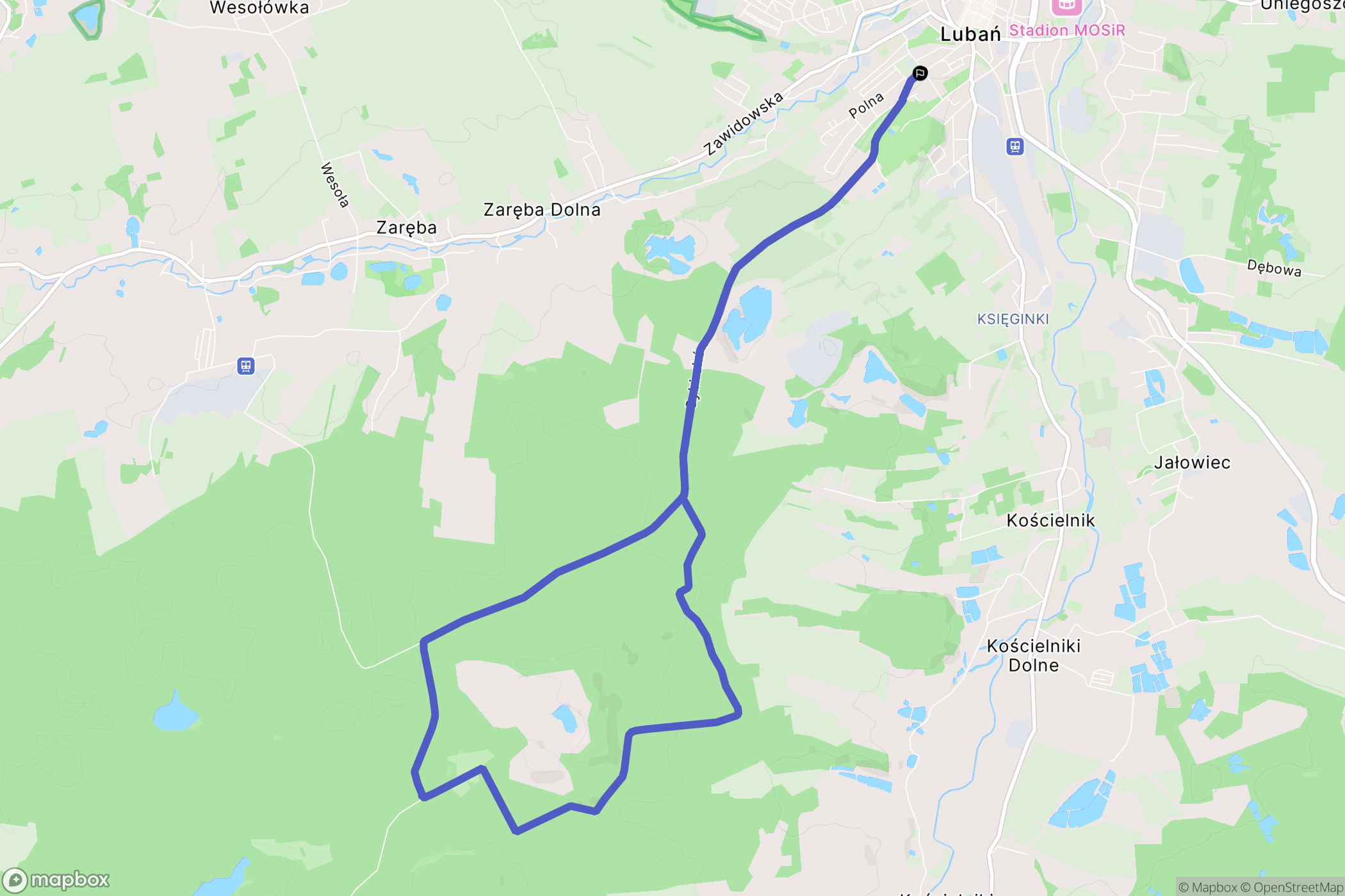 Lubań: mapa trasy - Poland