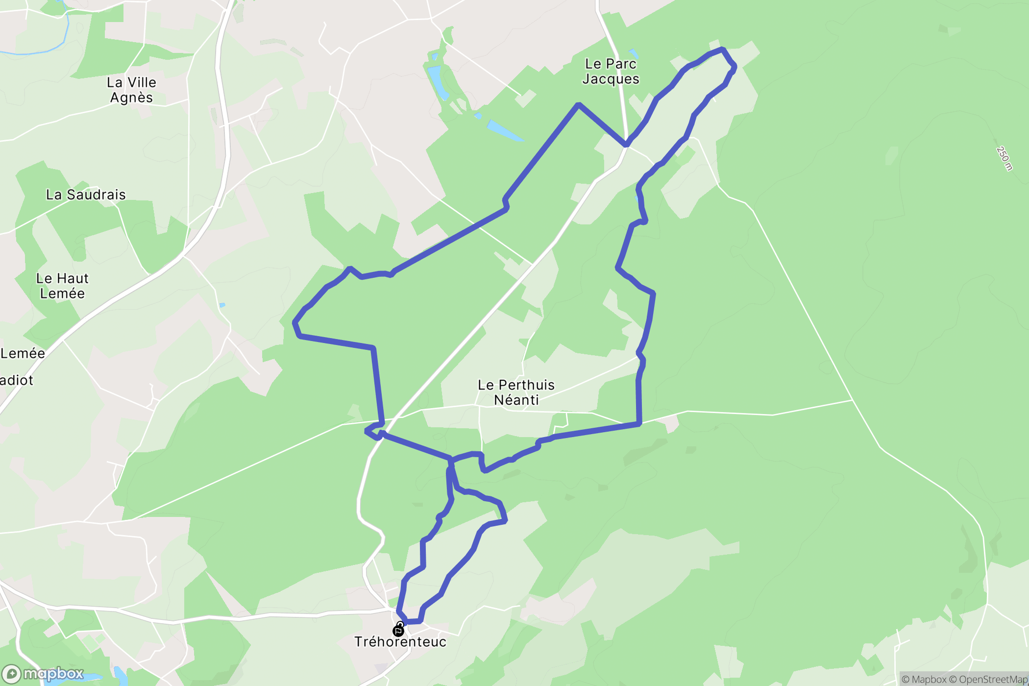 Tréhorenteuc : carte du parcours de randonnée - France