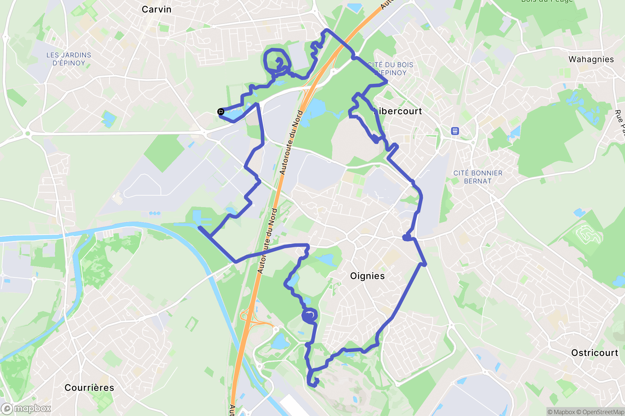 Carvin : carte du parcours de randonnée - France