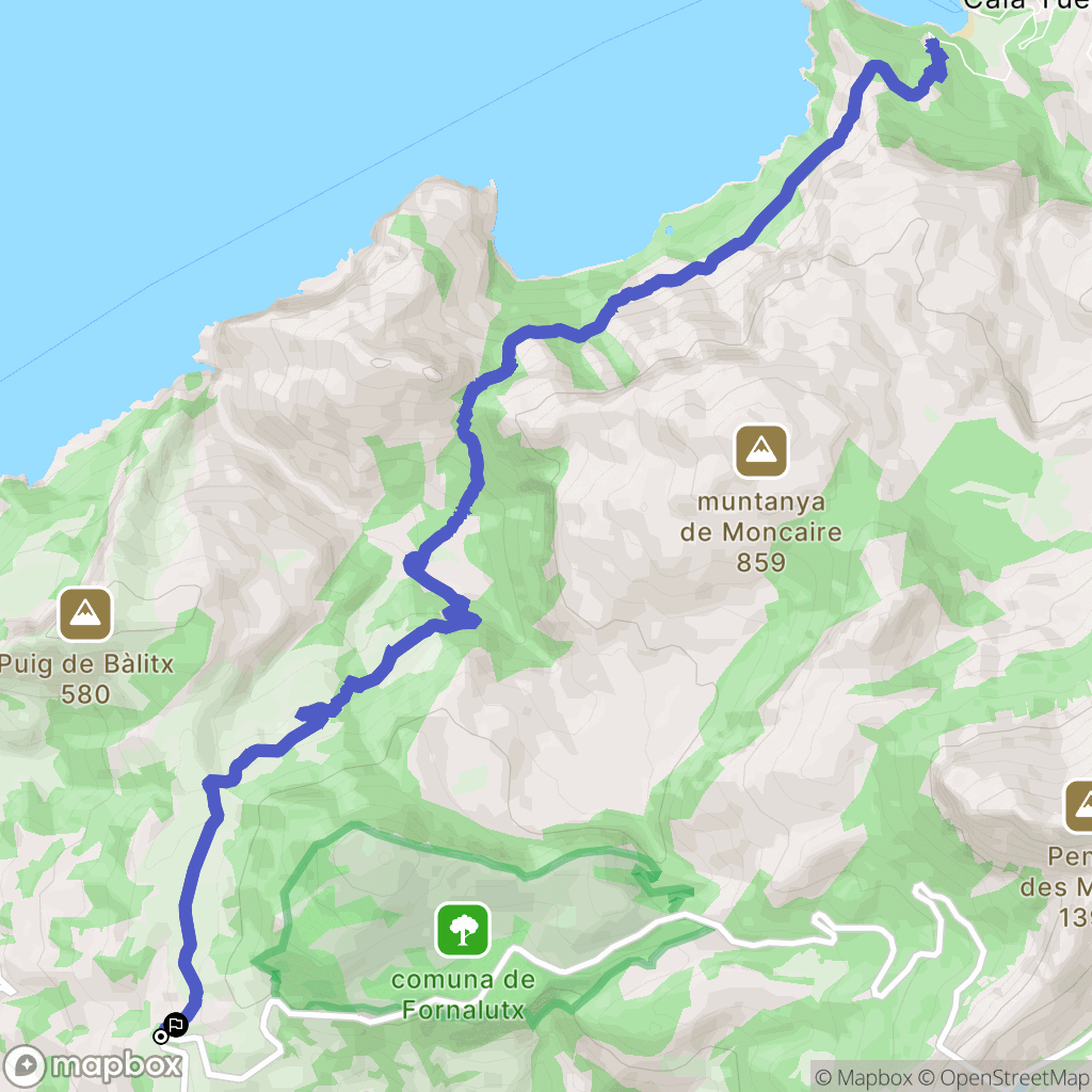 Fornalutx : carte du parcours de randonnée - Spain