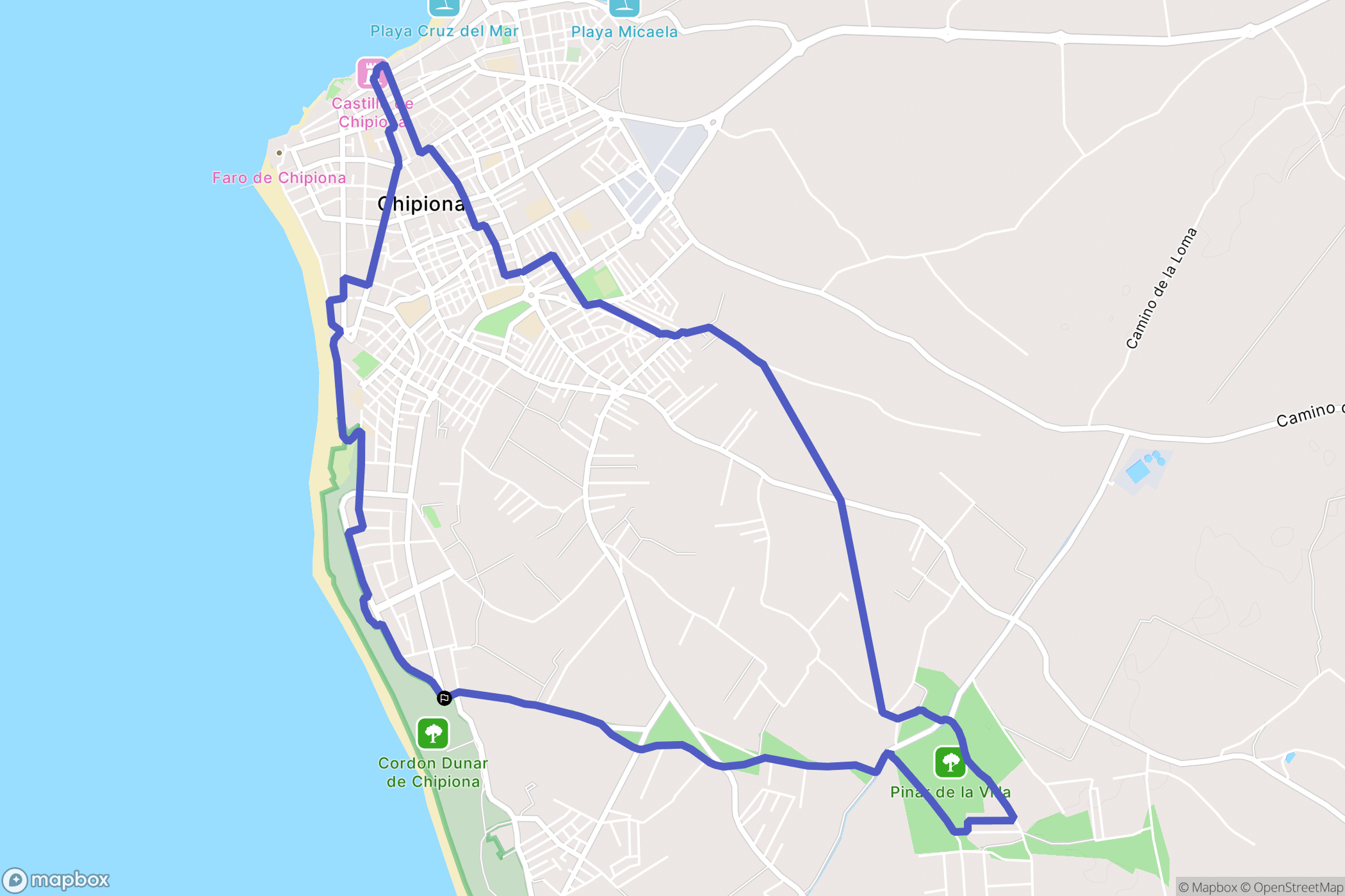 Chipiona : carte du parcours de randonnée - Spain
