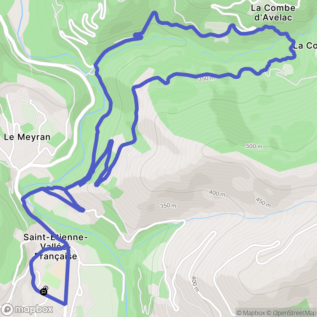 Saint-Étienne-Vallée-Française : carte du parcours de randonnée - France