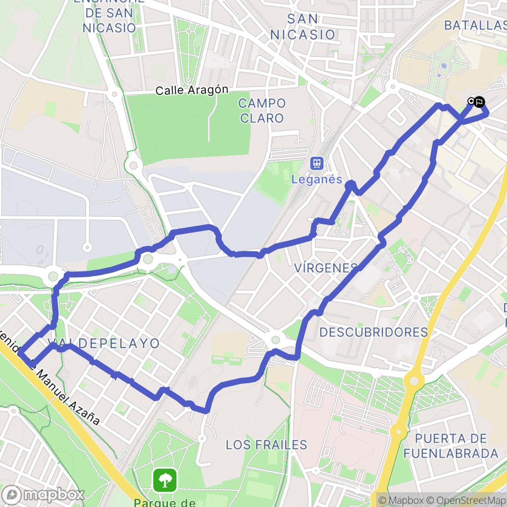 Leganés : carte du parcours de randonnée - Spain