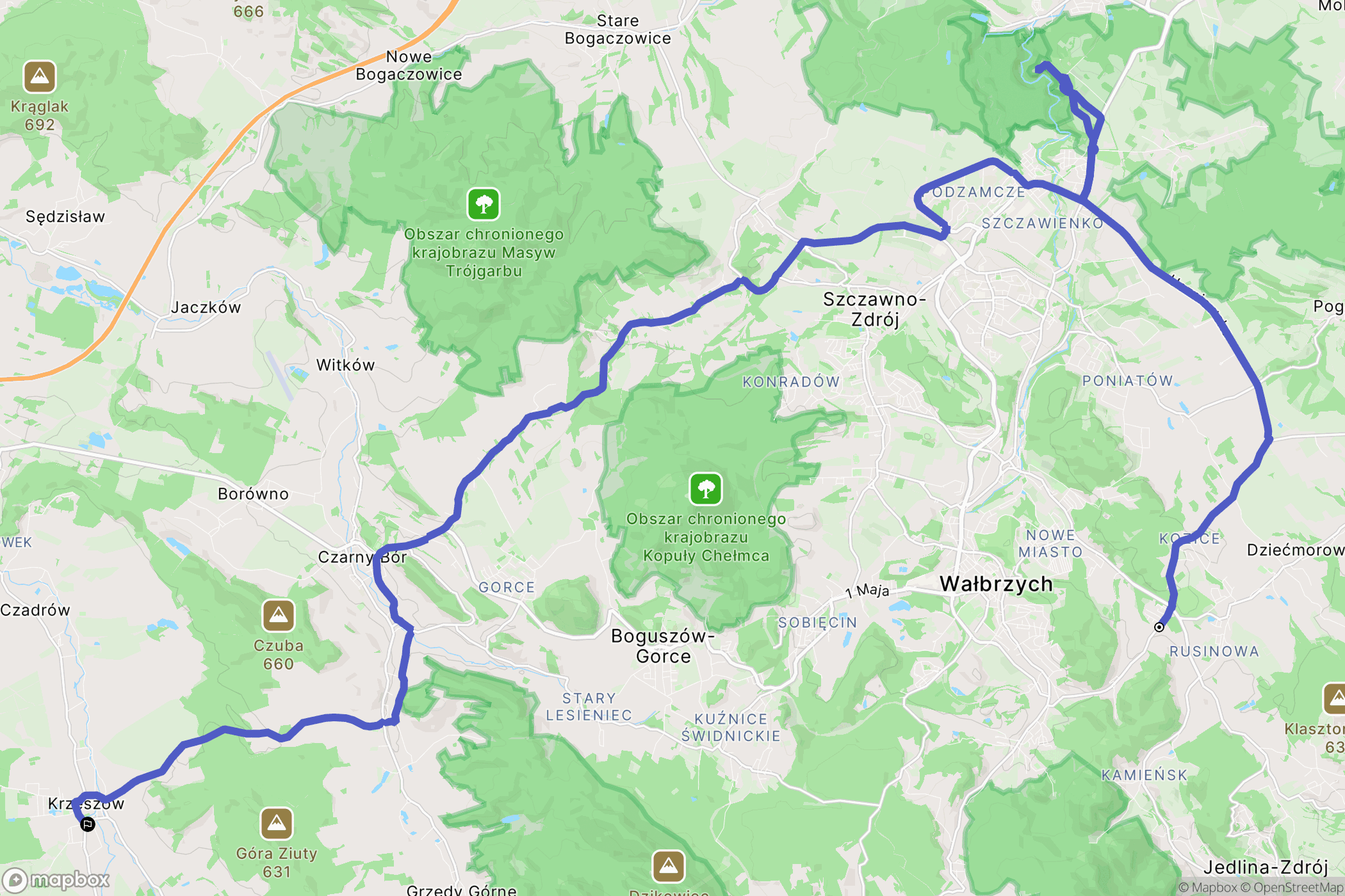 Wałbrzych: mapa trasy - Poland