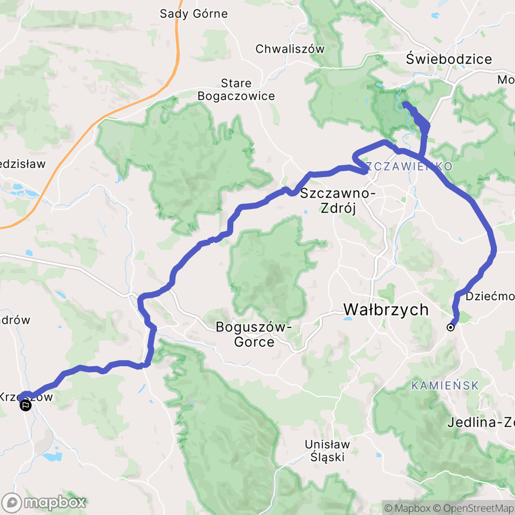 Wałbrzych: mapa trasy - Poland