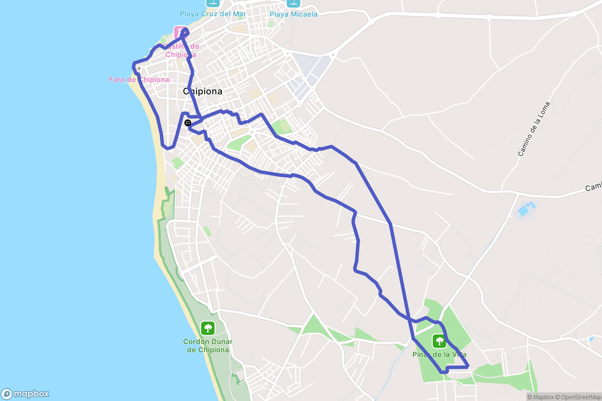 Chipiona : carte du parcours de randonnée - Spain