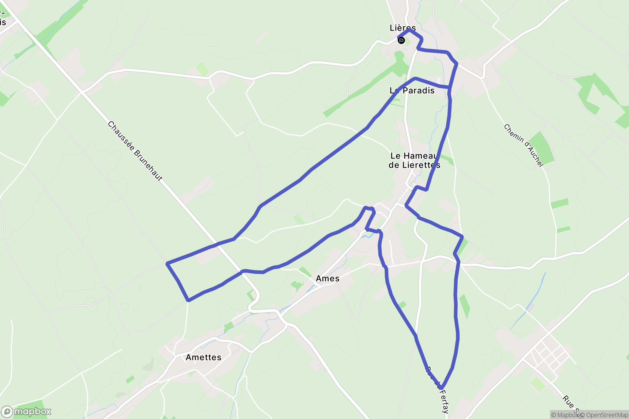 Lières : carte du parcours de randonnée - France