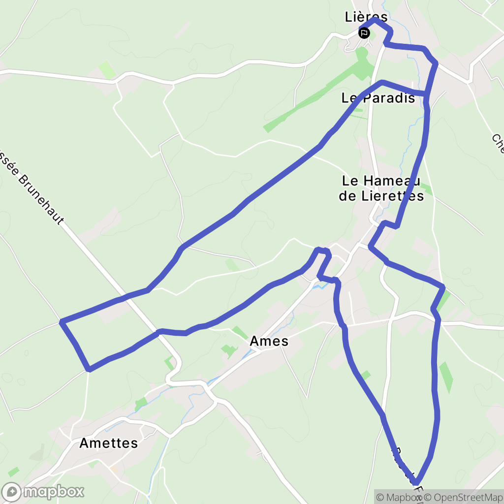 Lières : carte du parcours de randonnée - France