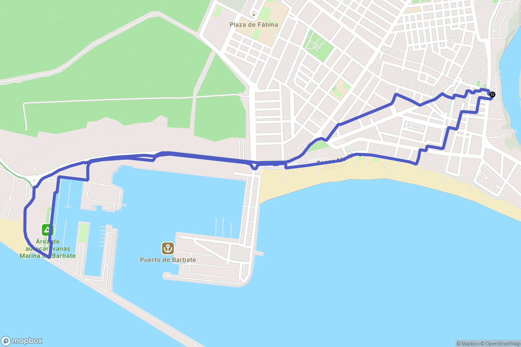 Barbate : carte du parcours de randonnée - Spain