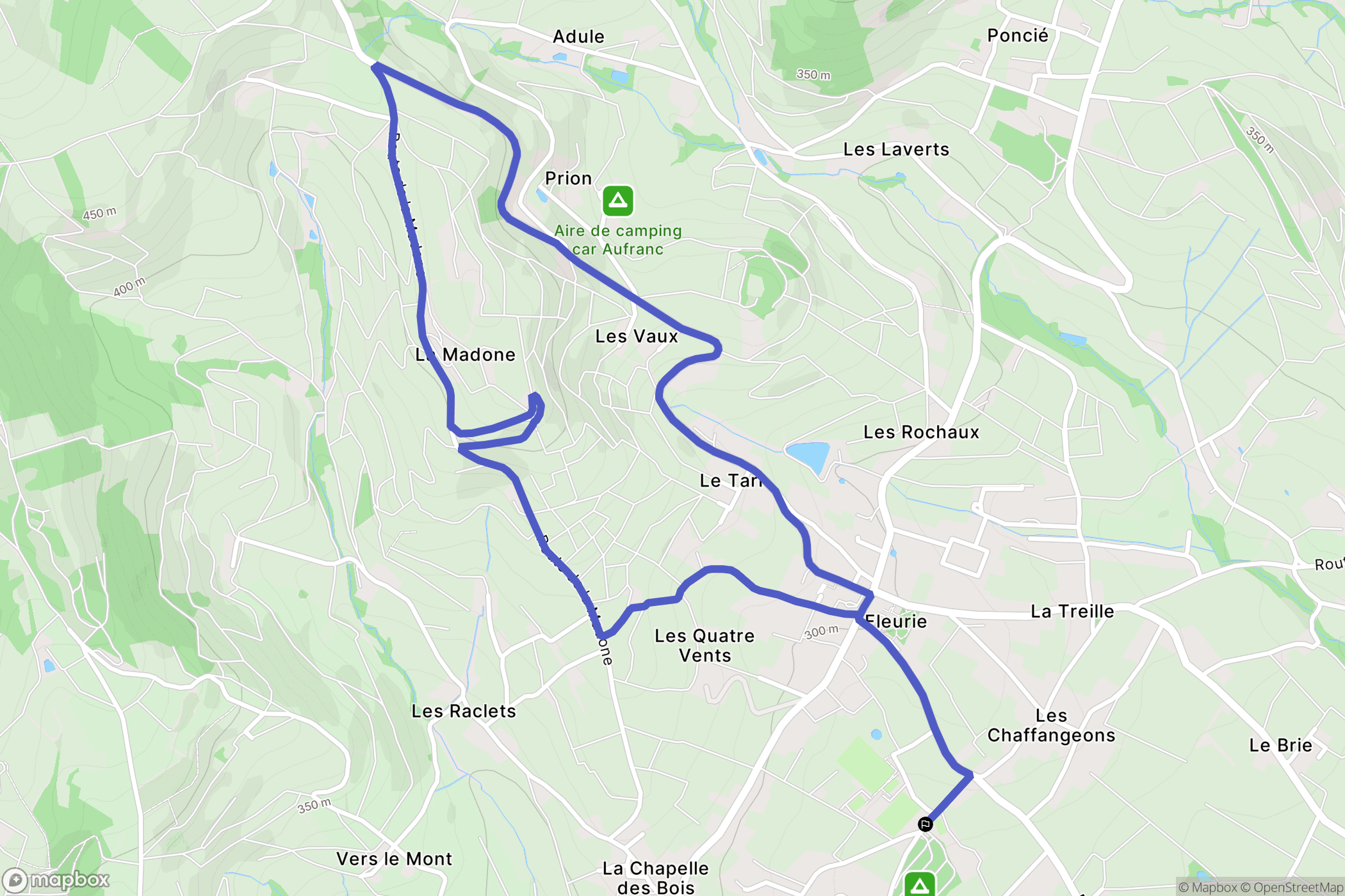 Fleurie : carte du parcours de randonnée - France
