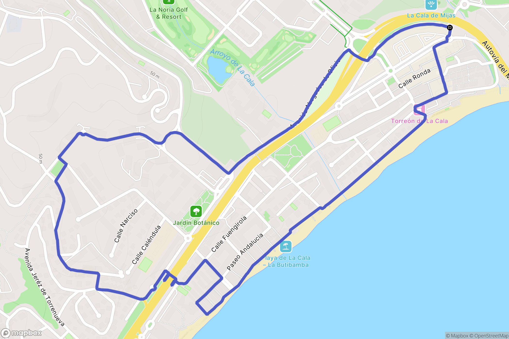 La Cala de Mijas : carte du parcours de randonnée - Spain