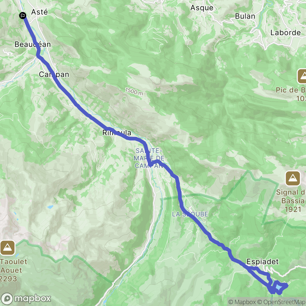 Asté : carte du parcours de randonnée - France