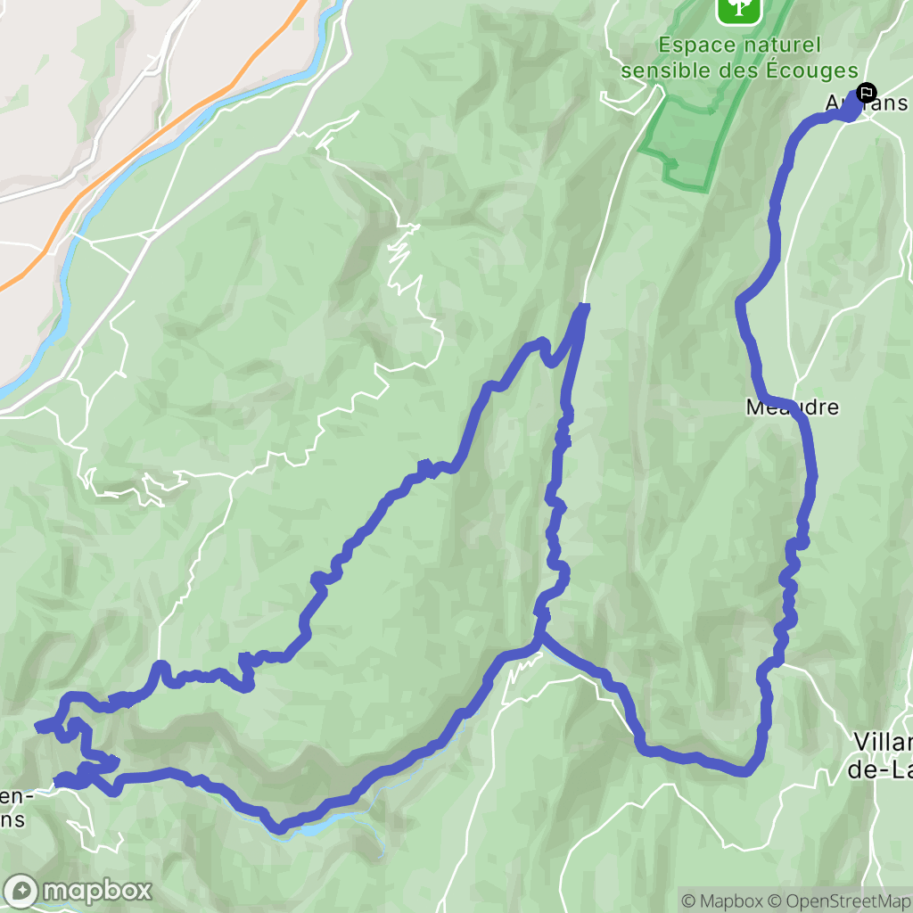 Autrans-Méaudre en Vercors : carte du parcours de randonnée - France