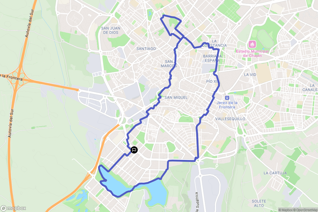 Jerez de la Frontera : carte du parcours de randonnée - Spain