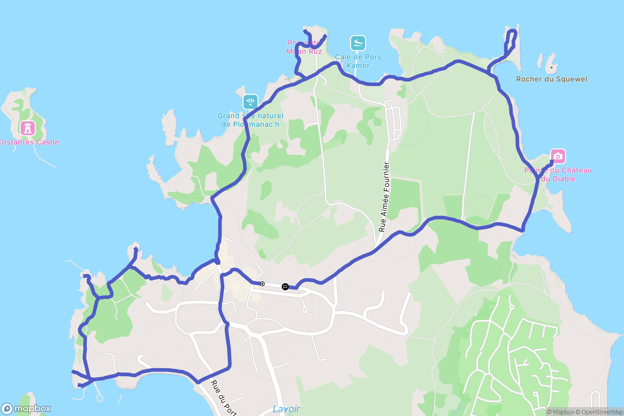Perros-Guirec : carte du parcours de randonnée - France