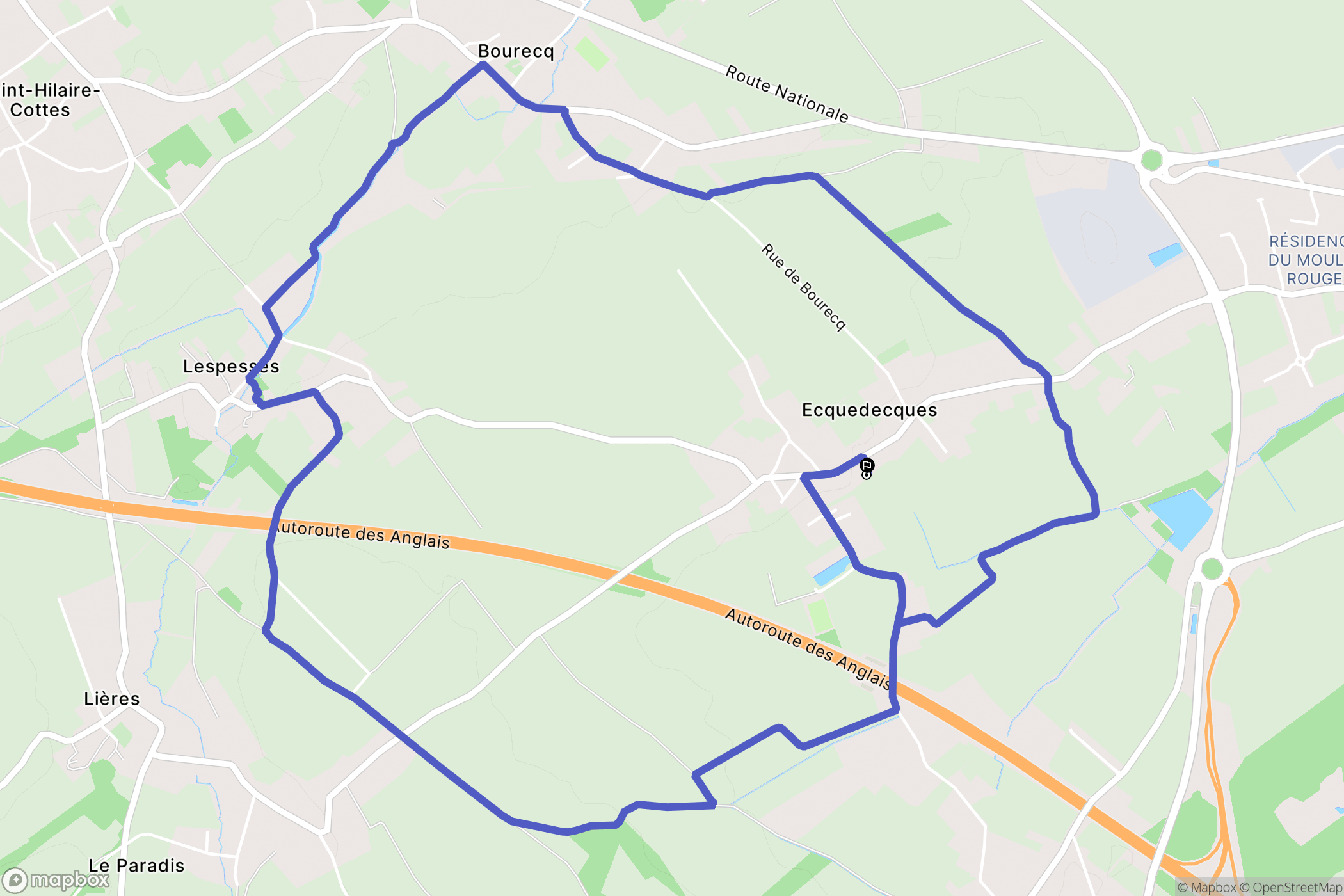 Ecquedecques : carte du parcours de randonnée - France