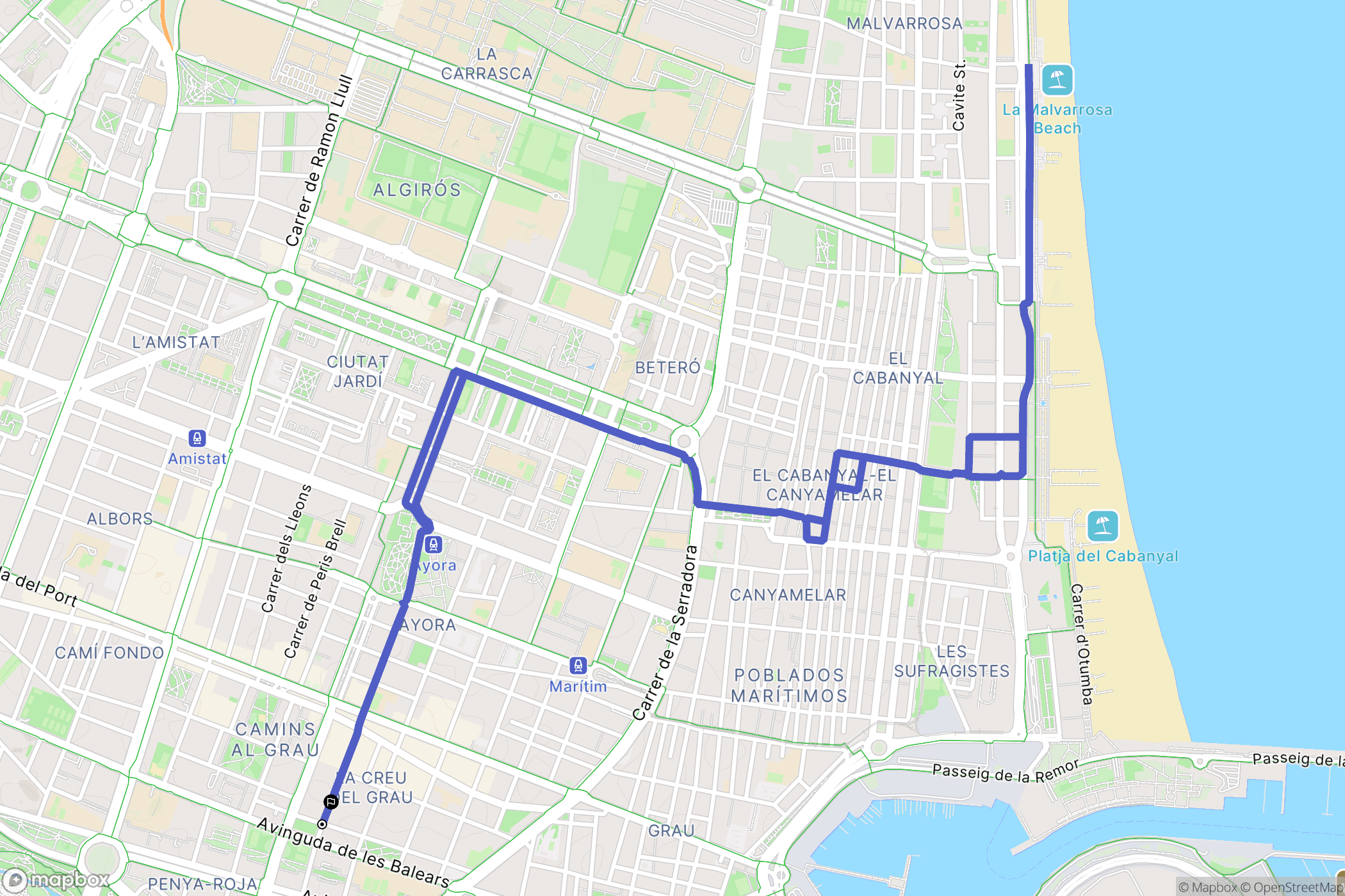 València : carte du parcours de randonnée - Spain