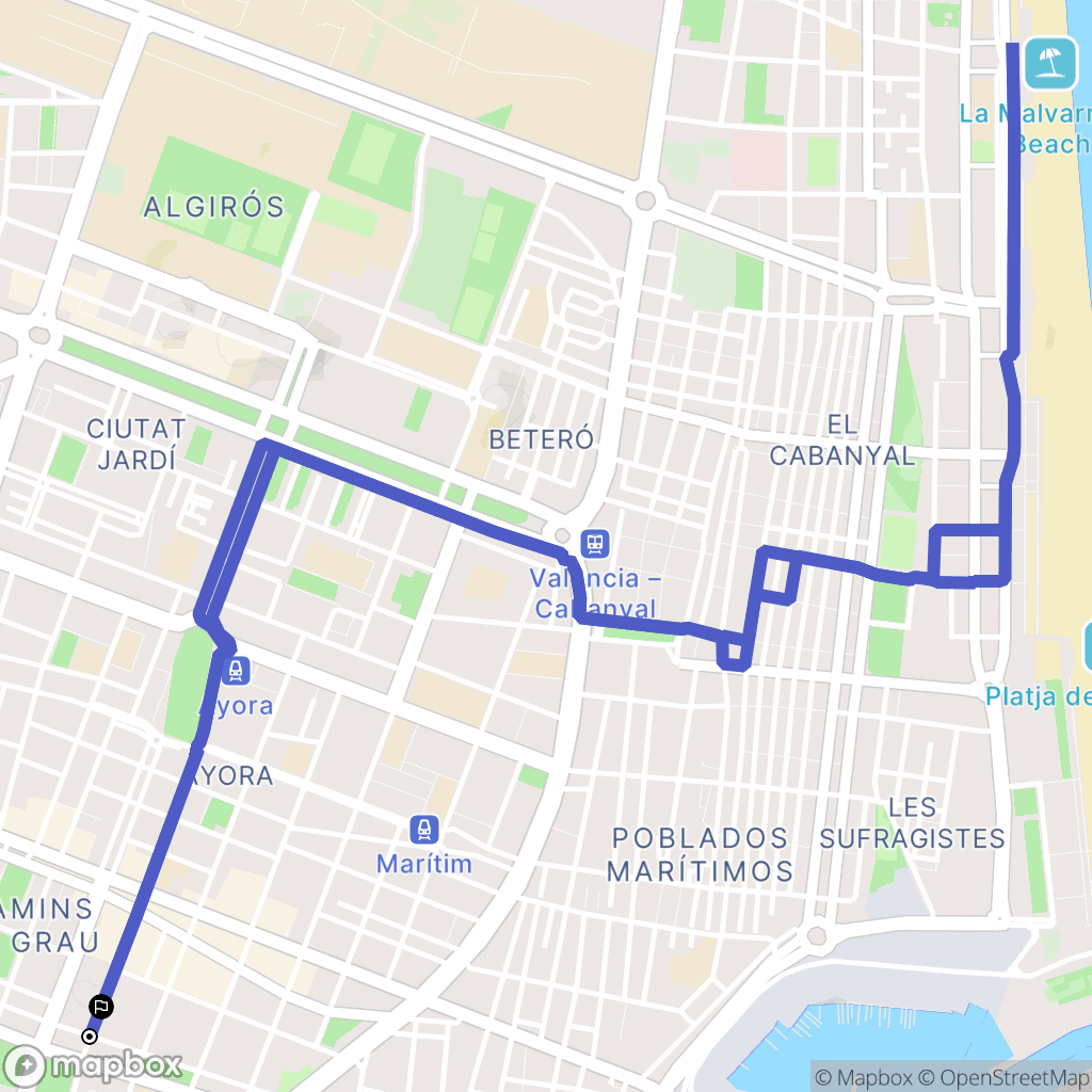 València : carte du parcours de randonnée - Spain