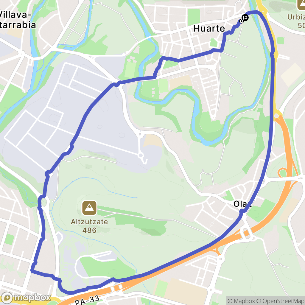 Huarte : carte du parcours de randonnée - Spain
