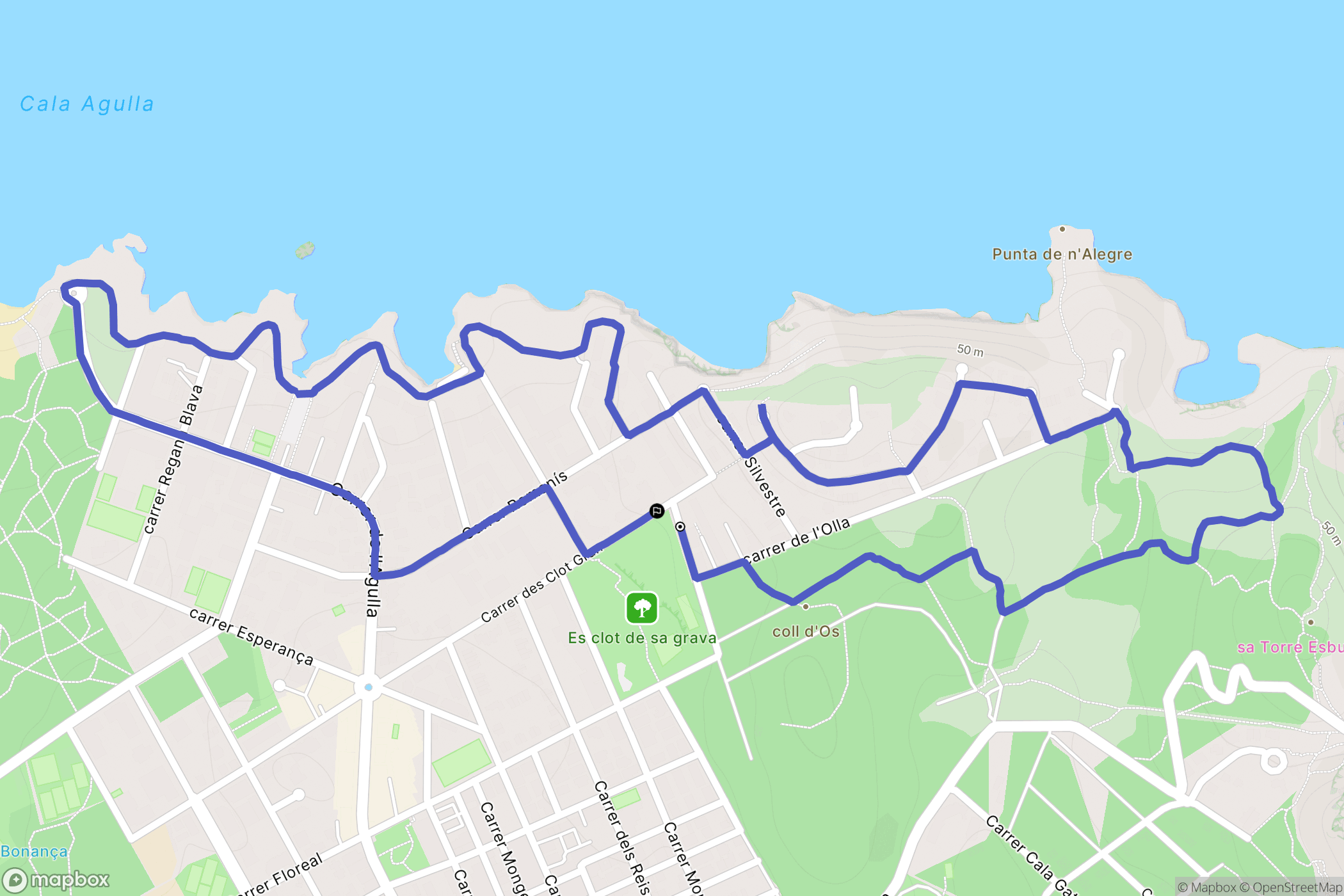 Cala Lliteres : carte du parcours de randonnée - Spain