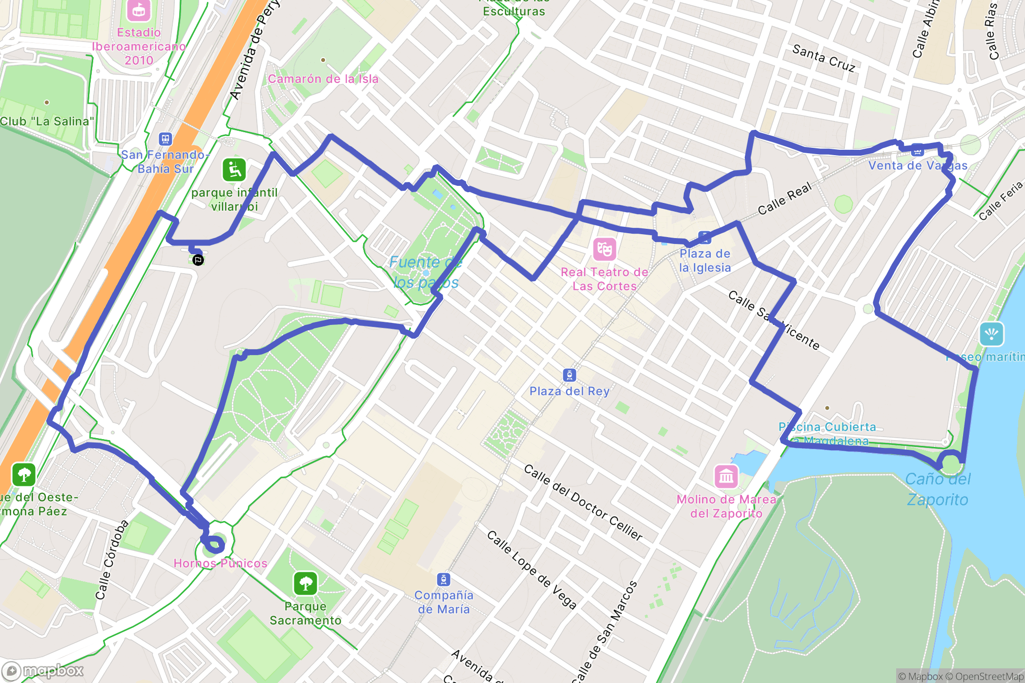 San Fernando : carte du parcours de randonnée - Spain