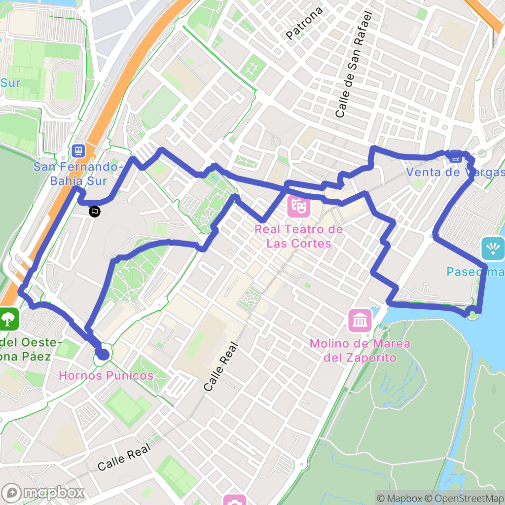 San Fernando : carte du parcours de randonnée - Spain