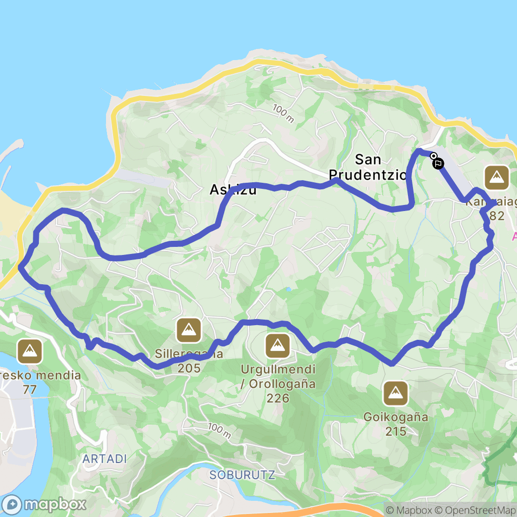 Getaria : carte du parcours de randonnée - Spain