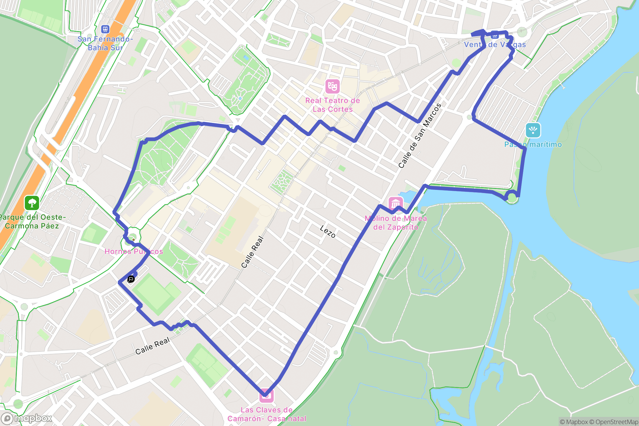 San Fernando : carte du parcours de randonnée - Spain