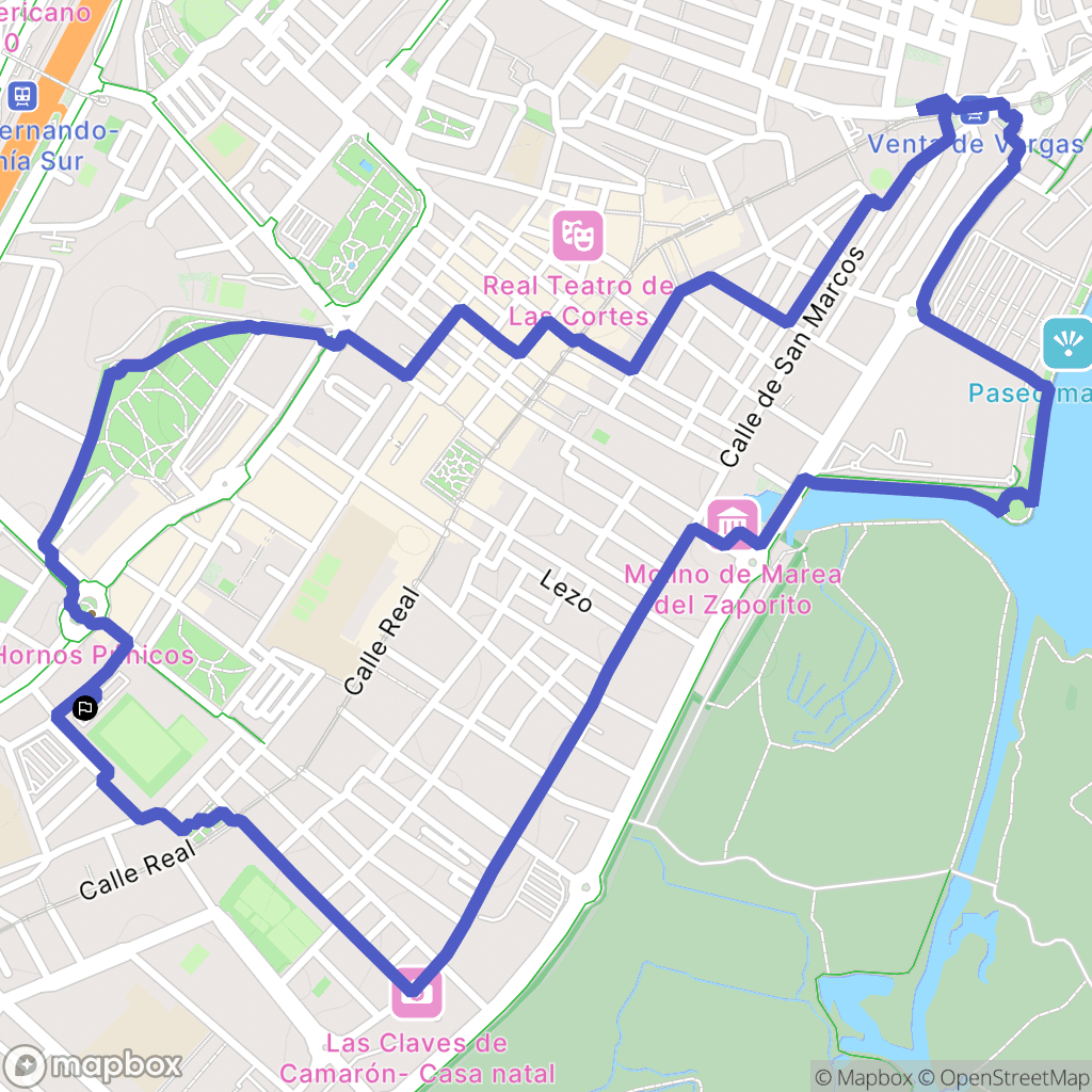 San Fernando : carte du parcours de randonnée - Spain