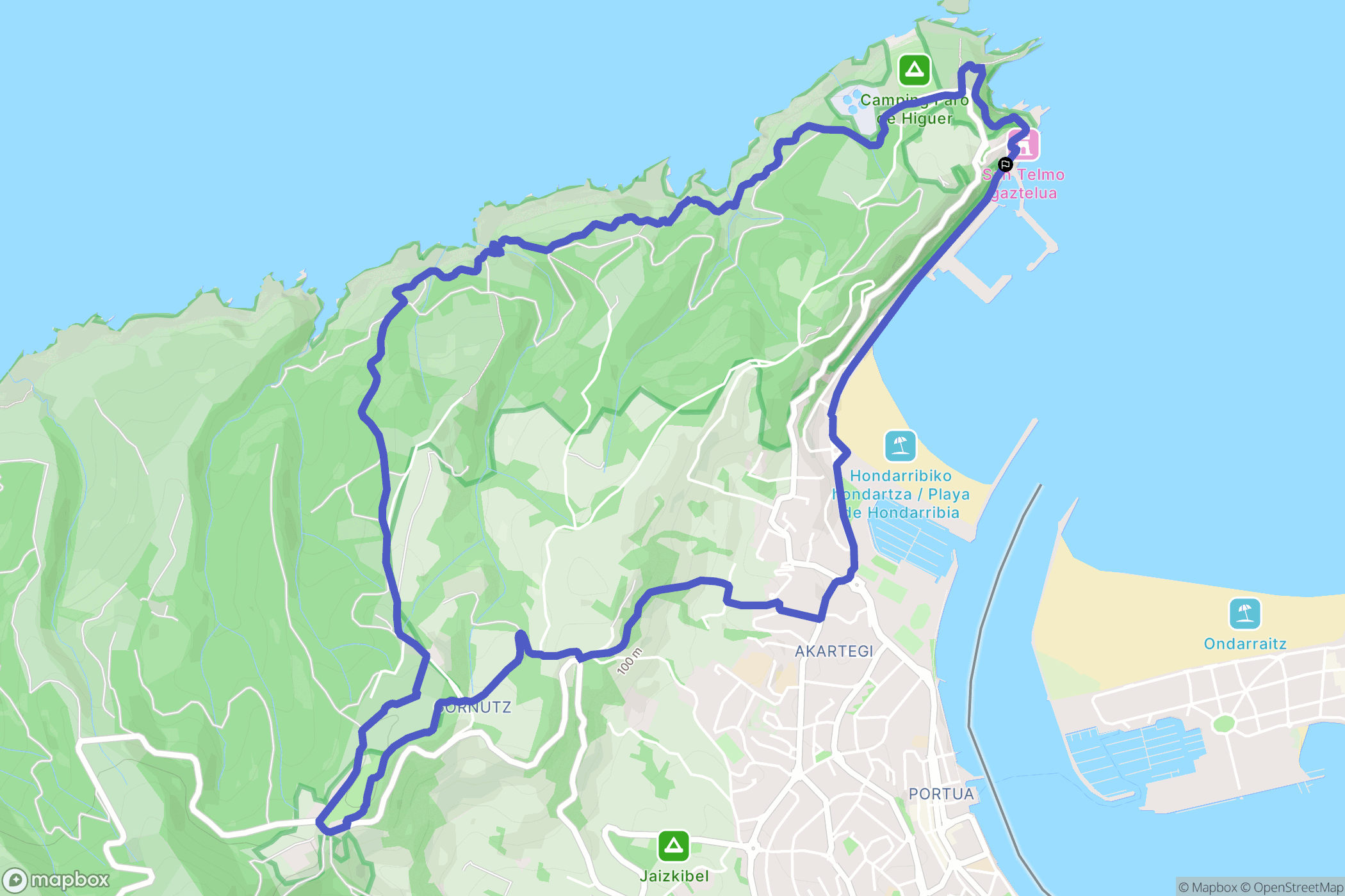 Hondarribia : carte du parcours de randonnée - Spain