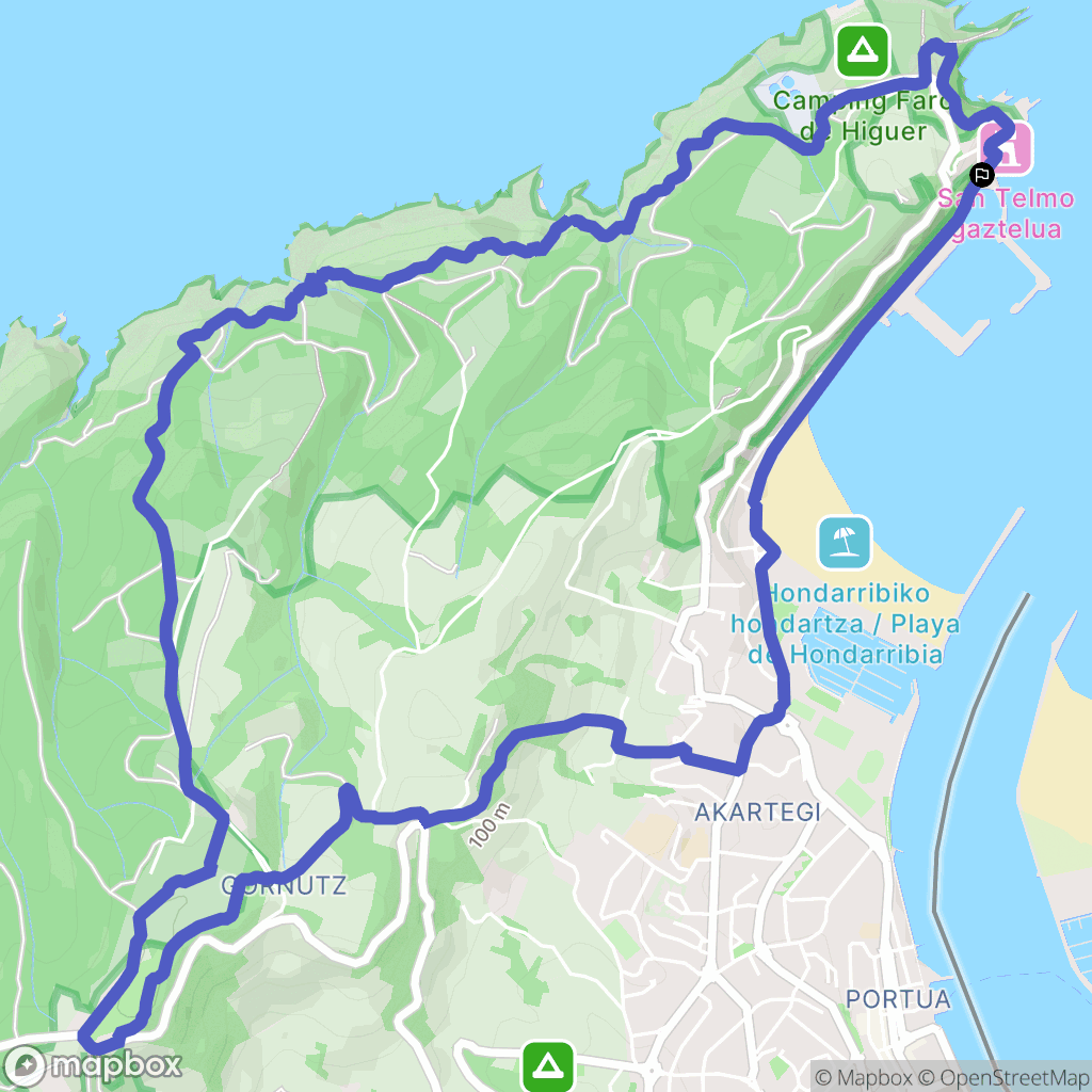 Hondarribia : carte du parcours de randonnée - Spain