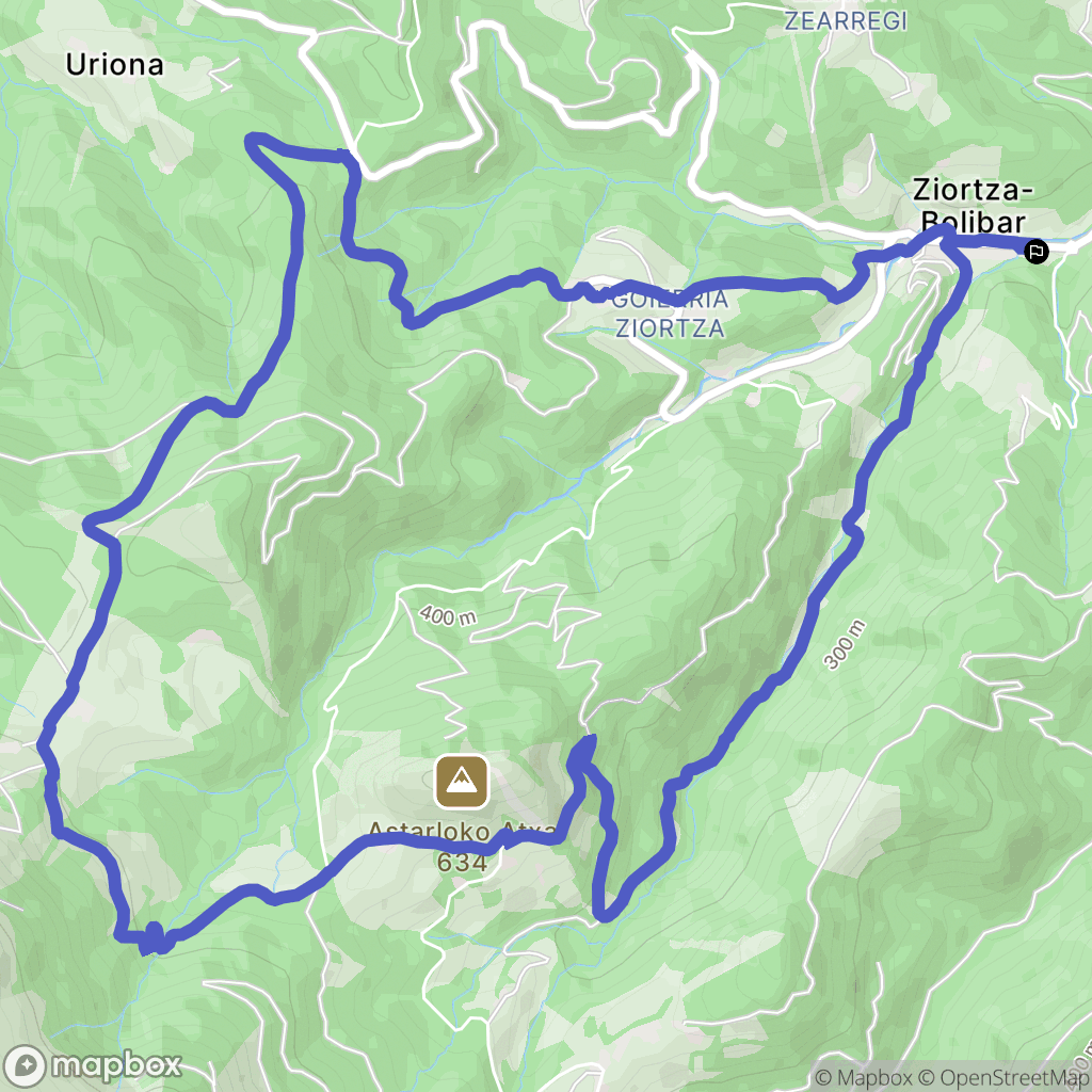 Ziortza-Bolibar : carte du parcours de randonnée - Spain