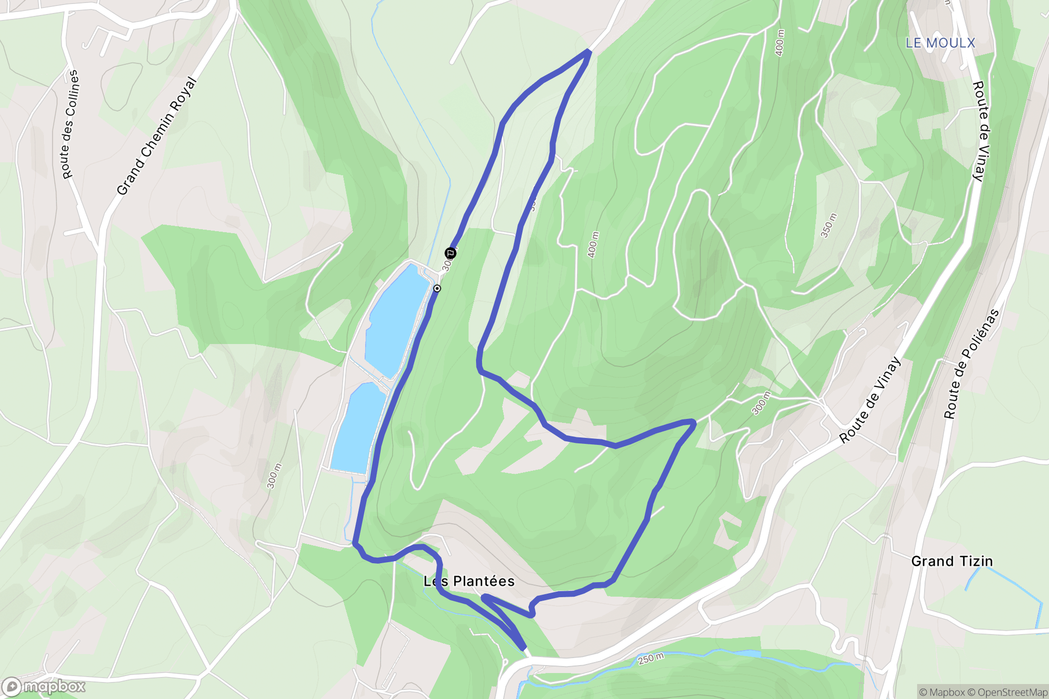 Tullins : carte du parcours de randonnée - France
