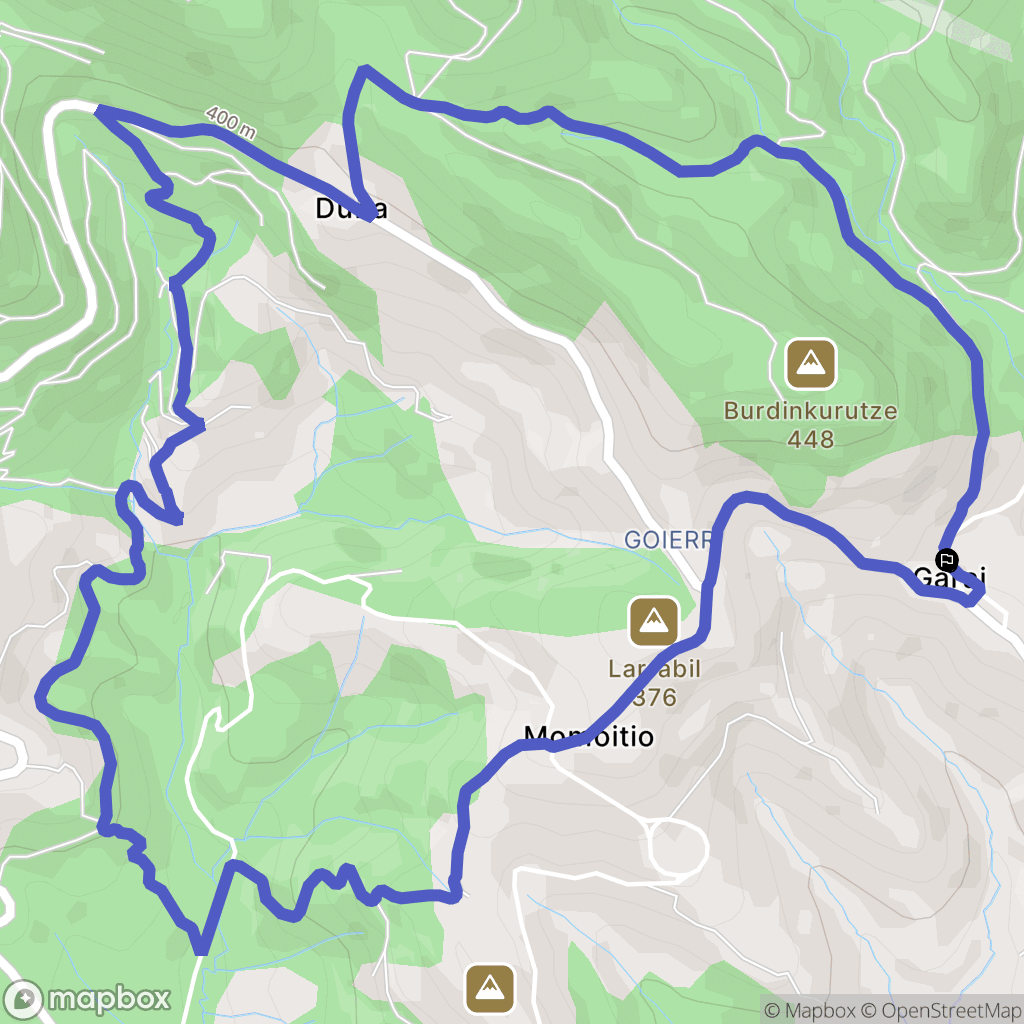 Garai : carte du parcours de randonnée - Spain