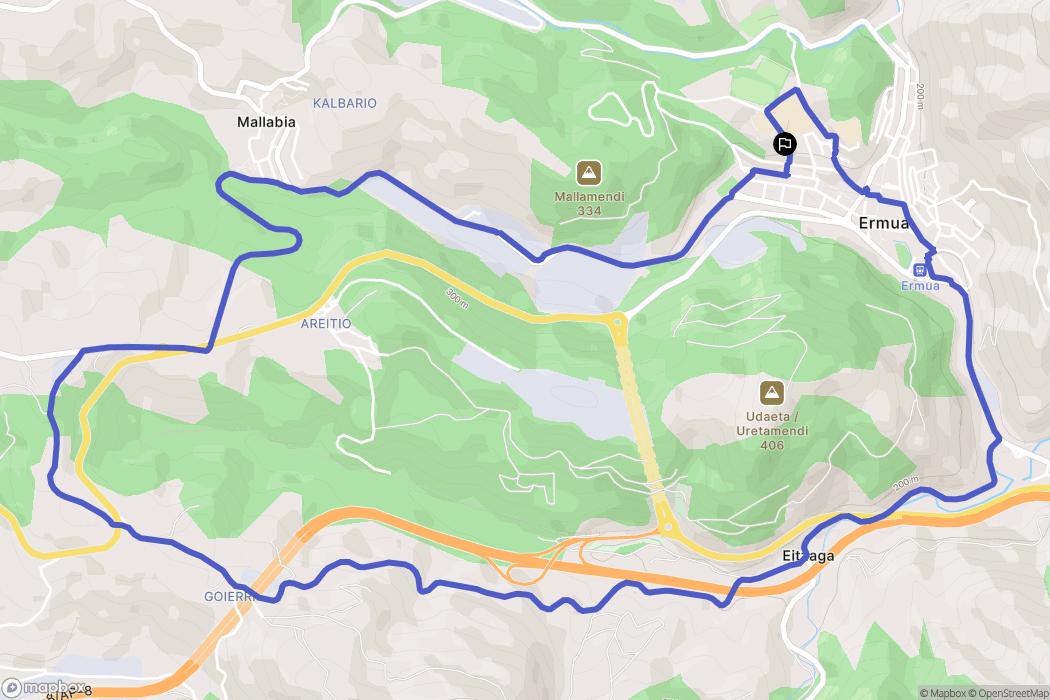 Ermua : carte du parcours de randonnée - Spain