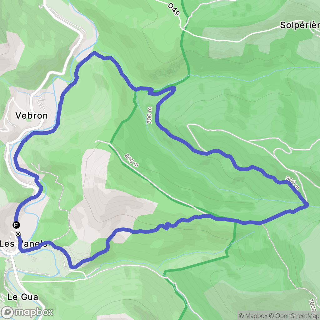 Vebron : carte du parcours de randonnée - France