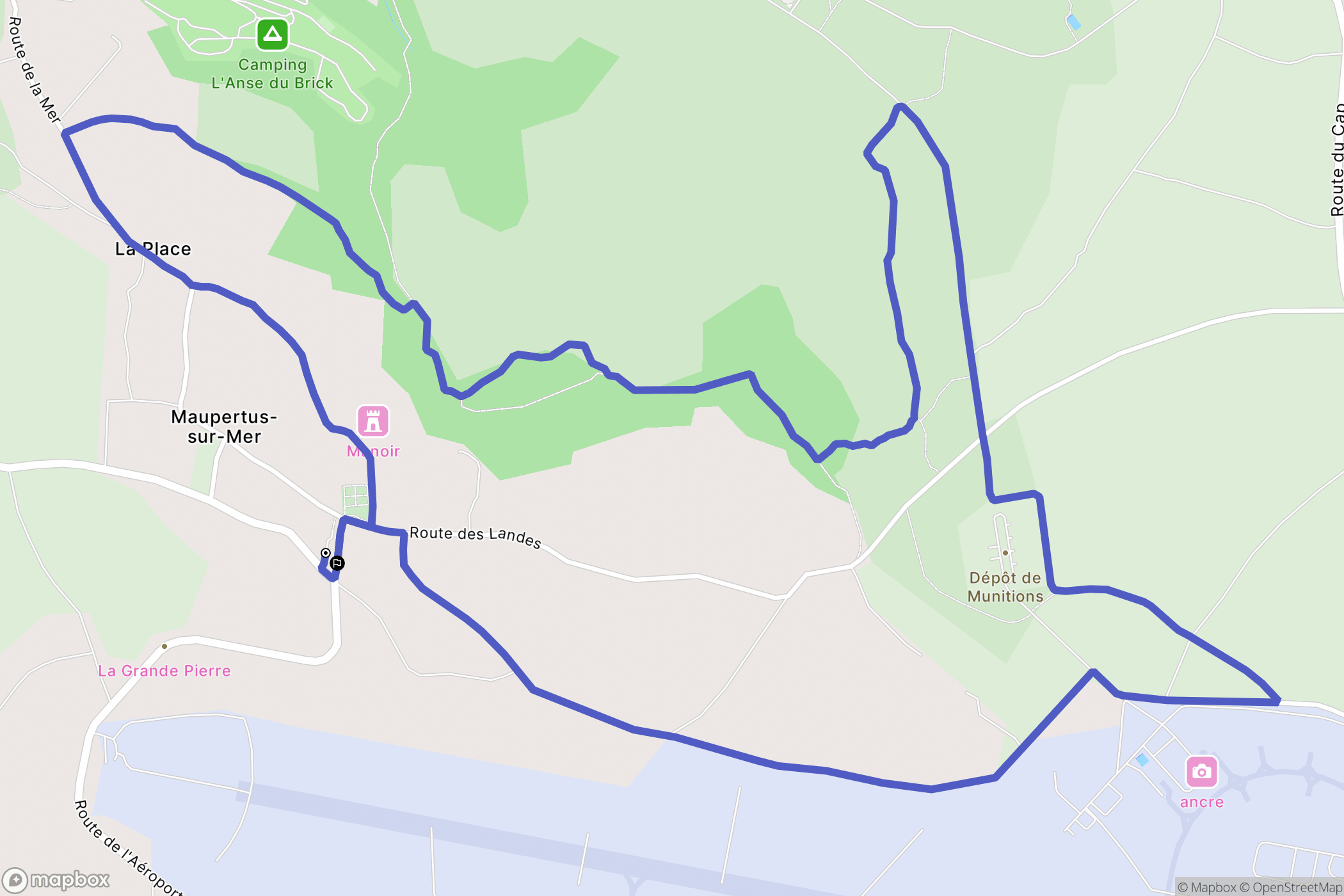 Maupertus-sur-Mer : carte du parcours de randonnée - France