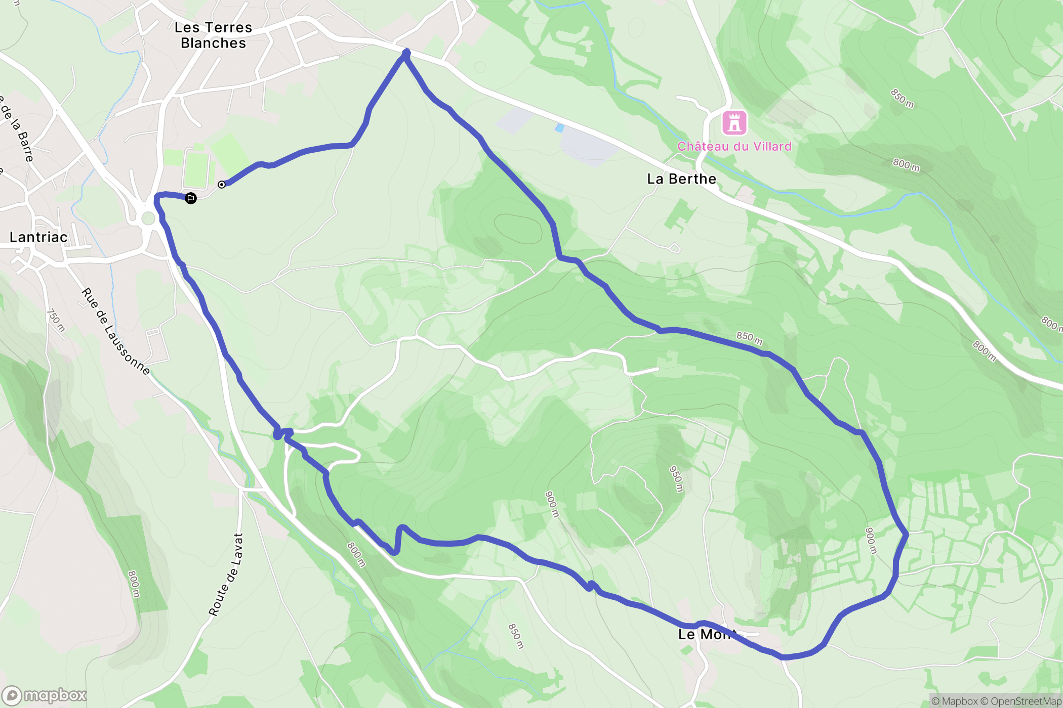 Lantriac : carte du parcours de randonnée - France