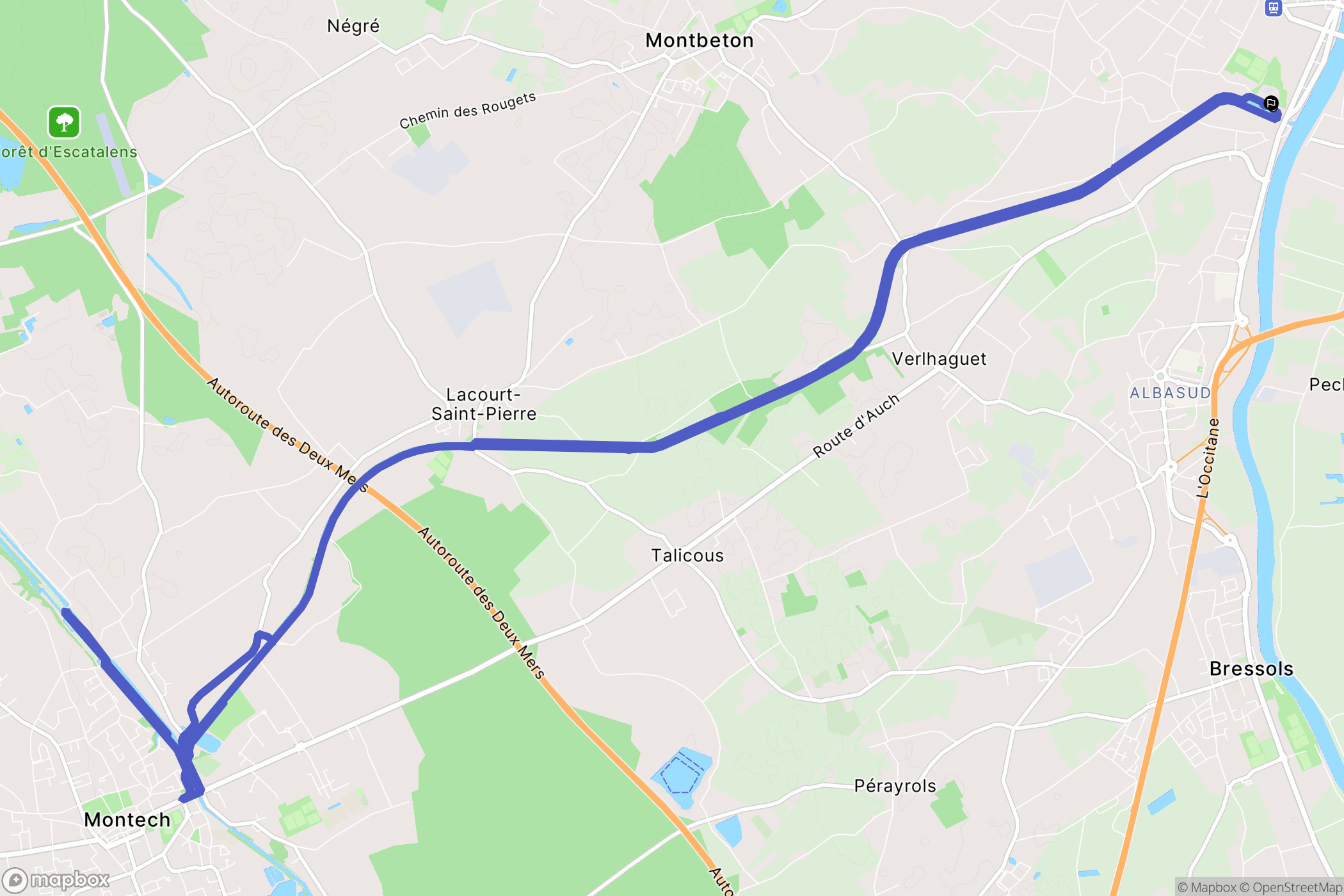 Montauban : carte du parcours de randonnée - France
