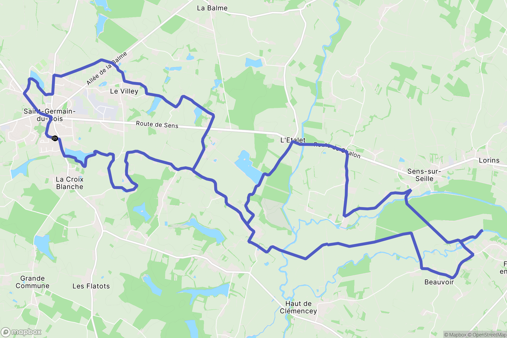 Saint-Germain-du-Bois : carte du parcours de randonnée - France