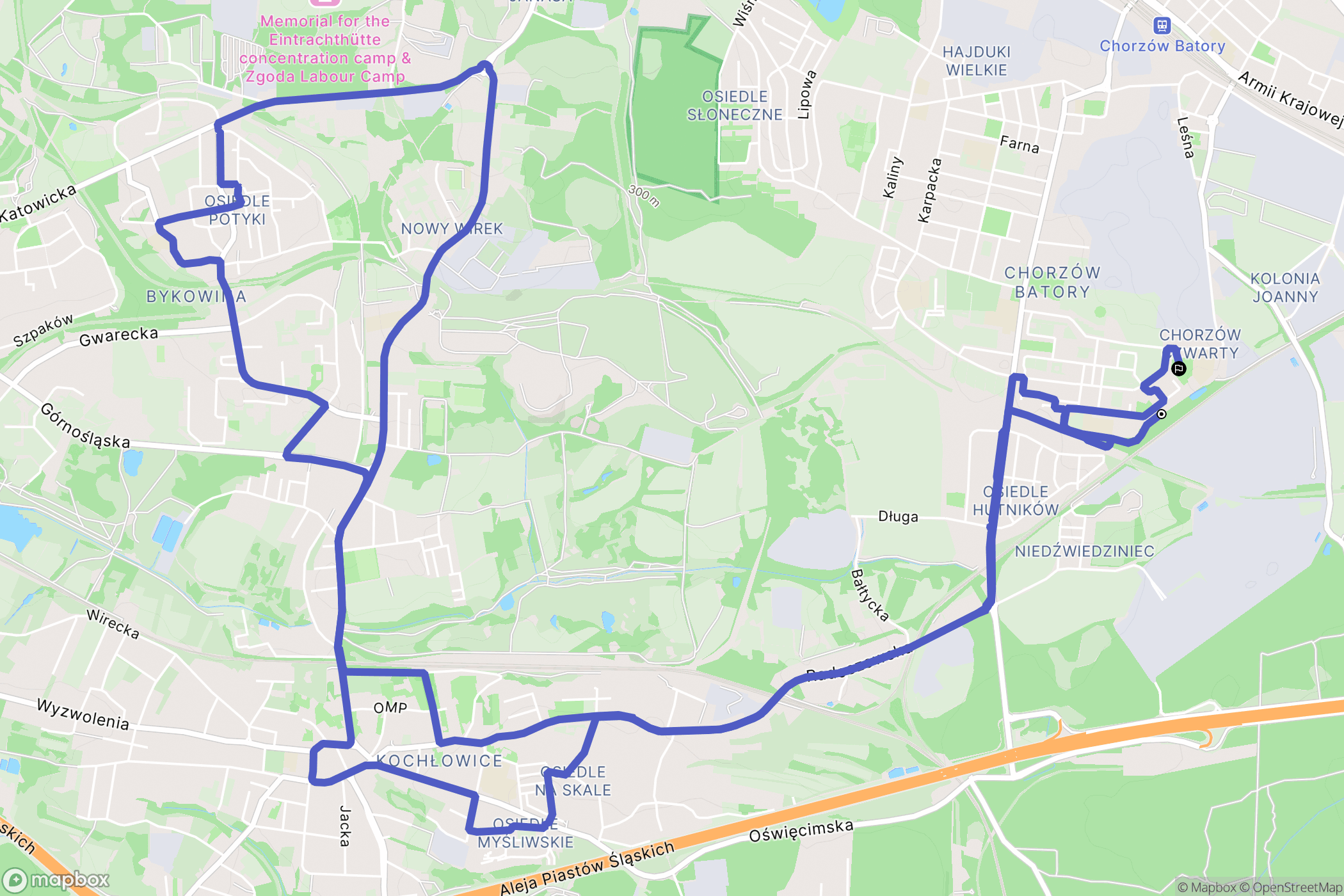 Chorzów: mapa trasy - Poland