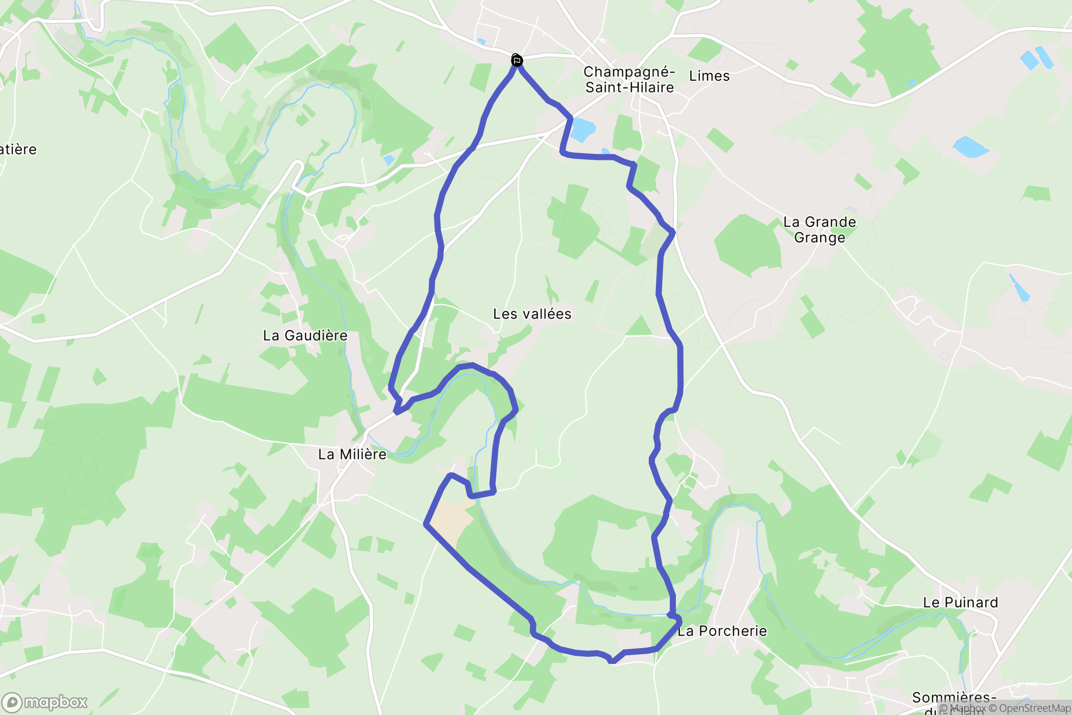 Champagné-Saint-Hilaire : carte du parcours de randonnée - France