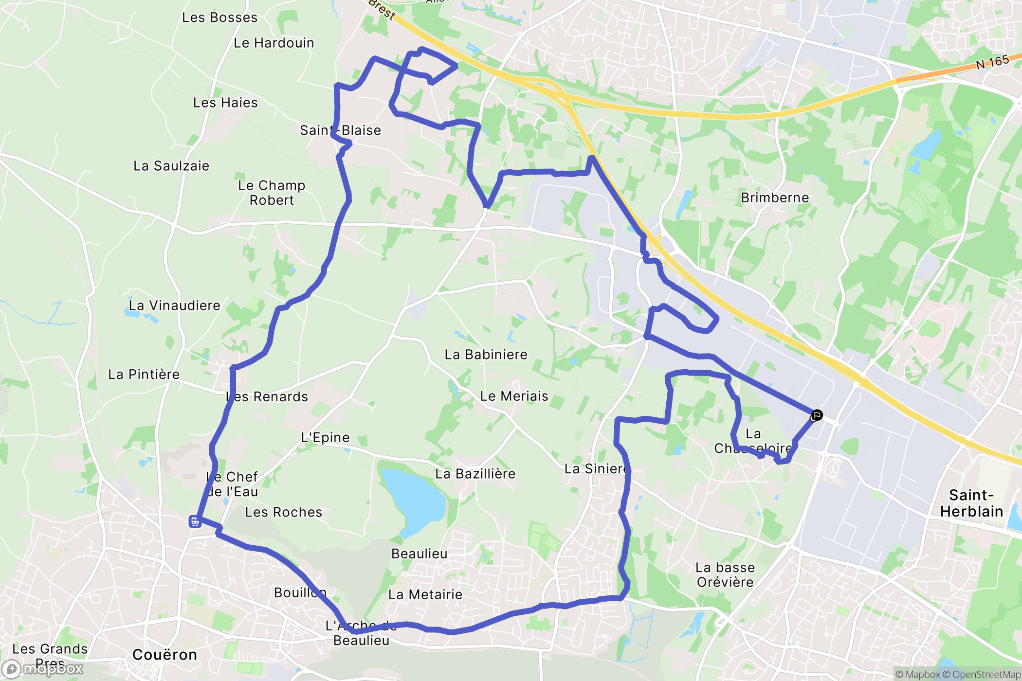 Saint-Herblain : carte du parcours de randonnée - France
