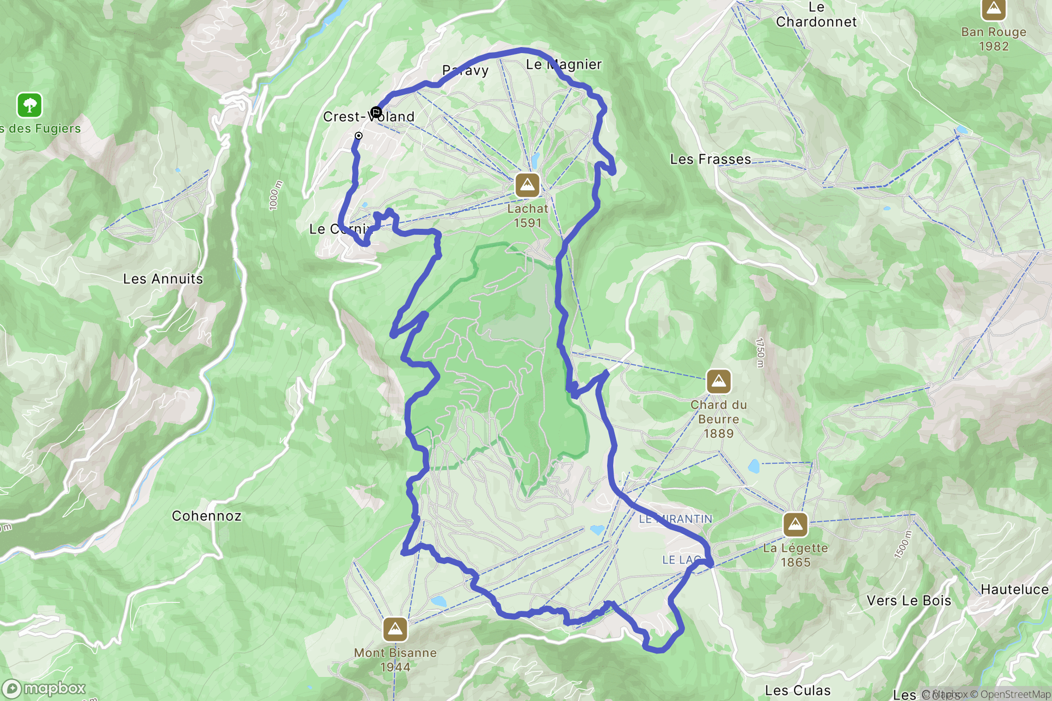 Crest-Voland : carte du parcours de randonnée - France