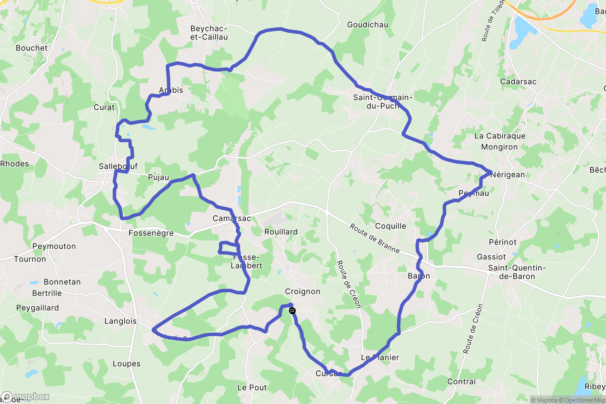 Croignon : carte du parcours de randonnée - France