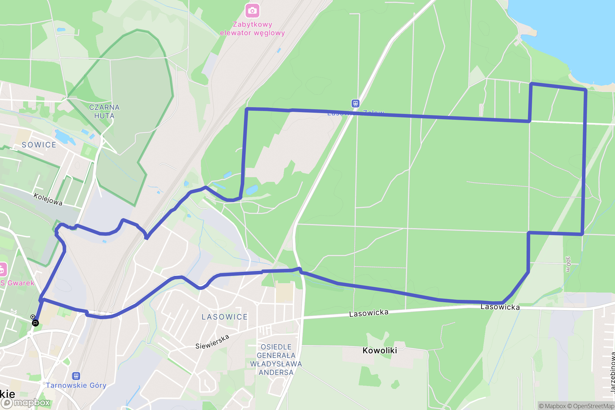 Tarnowskie Góry: mapa trasy - Poland
