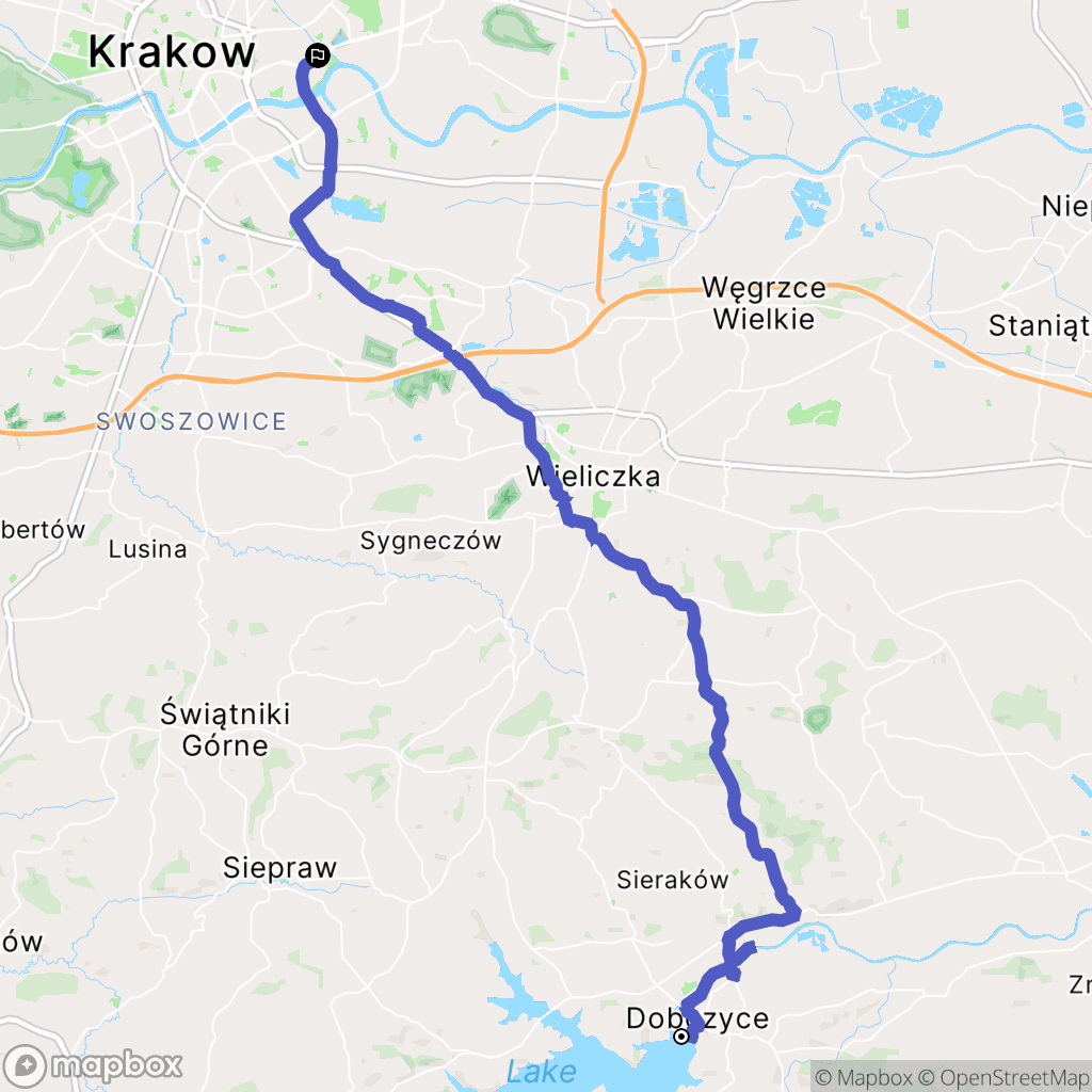 Dobczyce: mapa trasy - Poland